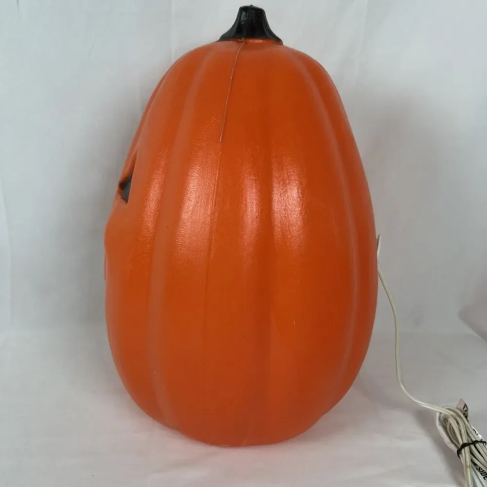 Vintage Pumpkin Halloween Lighted Blow Mold TPI 1991 13” Tall Orange Jack Canada